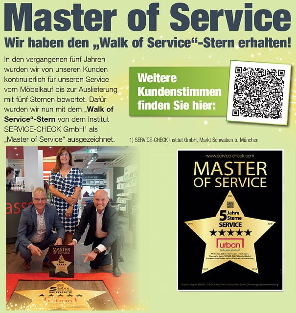 Möbel Urban in Bad Camberg wurde zum "Master of Service" ausgezeichnet.